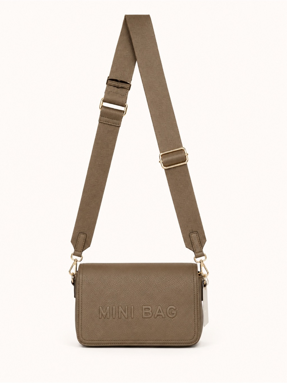 Mini Crossbody Bag in Taupe with Wide Strap